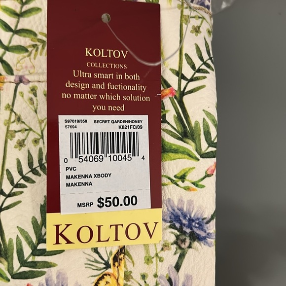 KOLTOV CROSSBODY BAG VEGAN LEATHER SECRET GARDEN/HONEY BUTTERFLIES AND FLOWERS - Picture 9 of 9